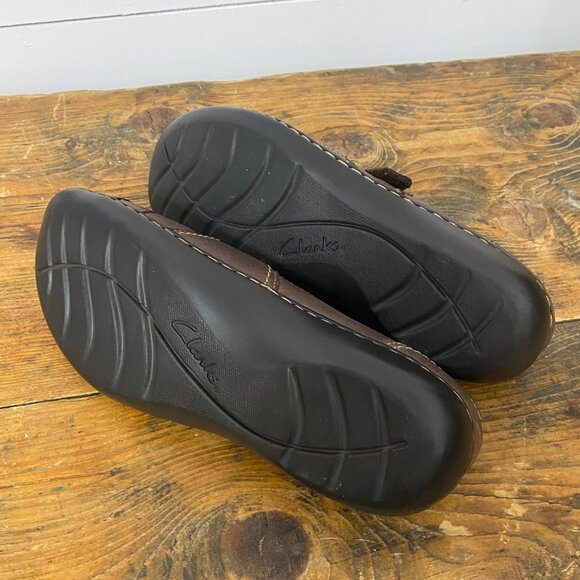 Clarks Bendables Roseville Mary Jane Brown Leather Comfort Shoe Loafers Size 7.5 - Picture 9 of 11